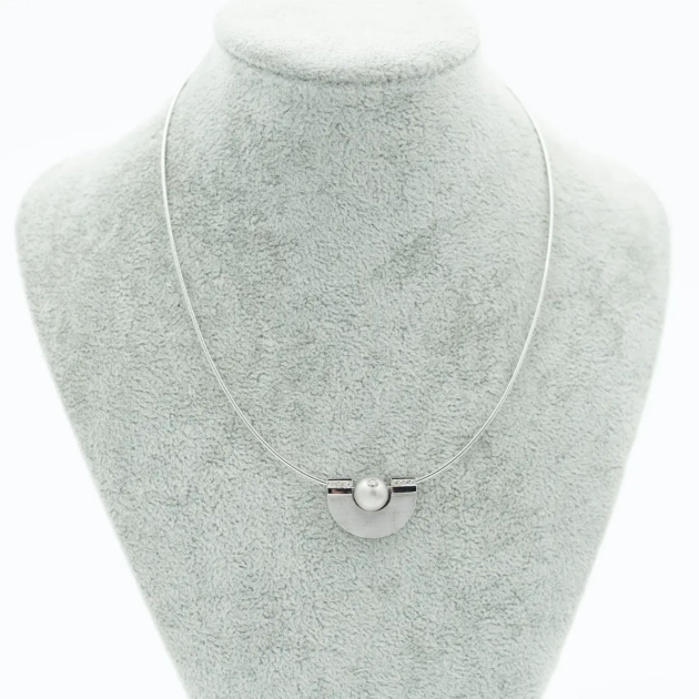 Colier modernist aur 14k, diamante, Italia