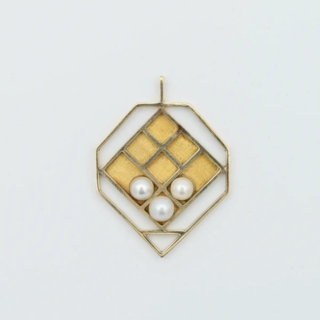 Pandant creatie, aur 14k, perle apa sarata