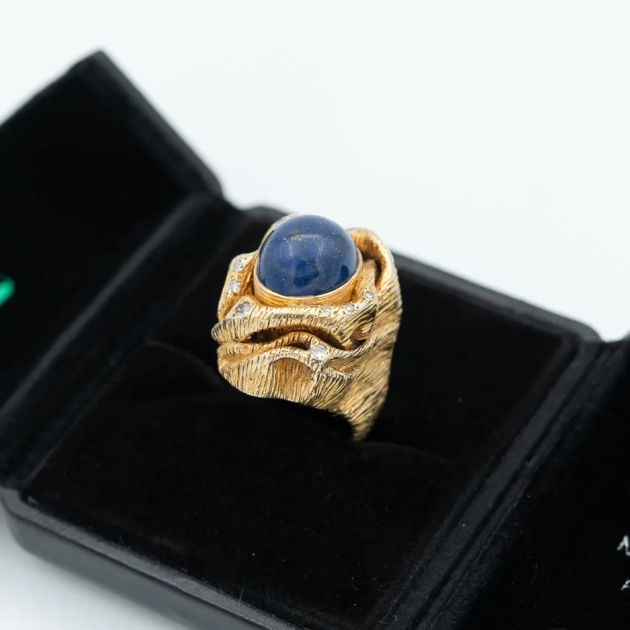 Inel aur 14k cu Lapis Lazuli si diamante