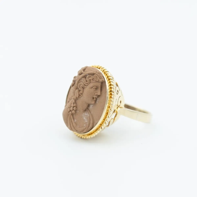 Inel vintage aur 14k si camee