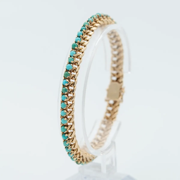 Bratara vintage aur 18k si turcoaz natural, Olanda