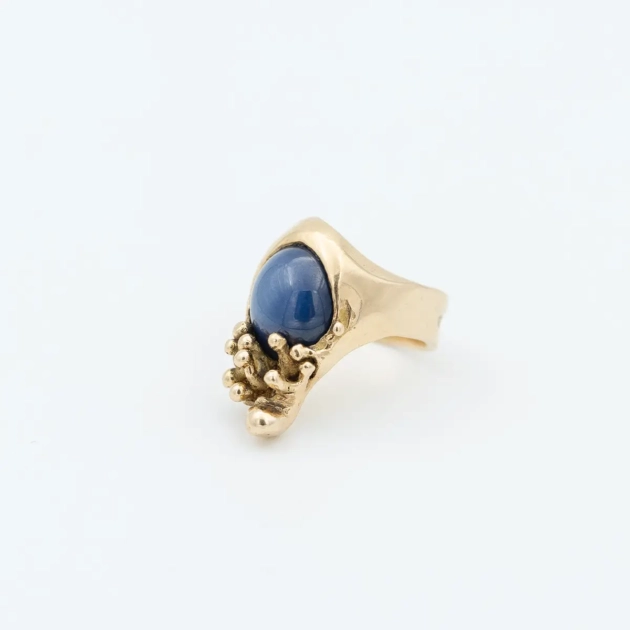 Inel creatie, aur 18k, cu safir stelat (asterism)