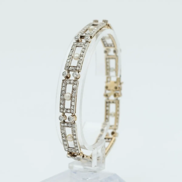 Bratara Art Deco, aur 18k si diamante 4,6ct