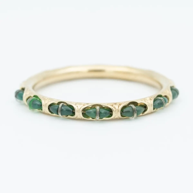 Bratara vintage, aur 14k, calcedonie si cristal de stanca, Austria 1922-1925