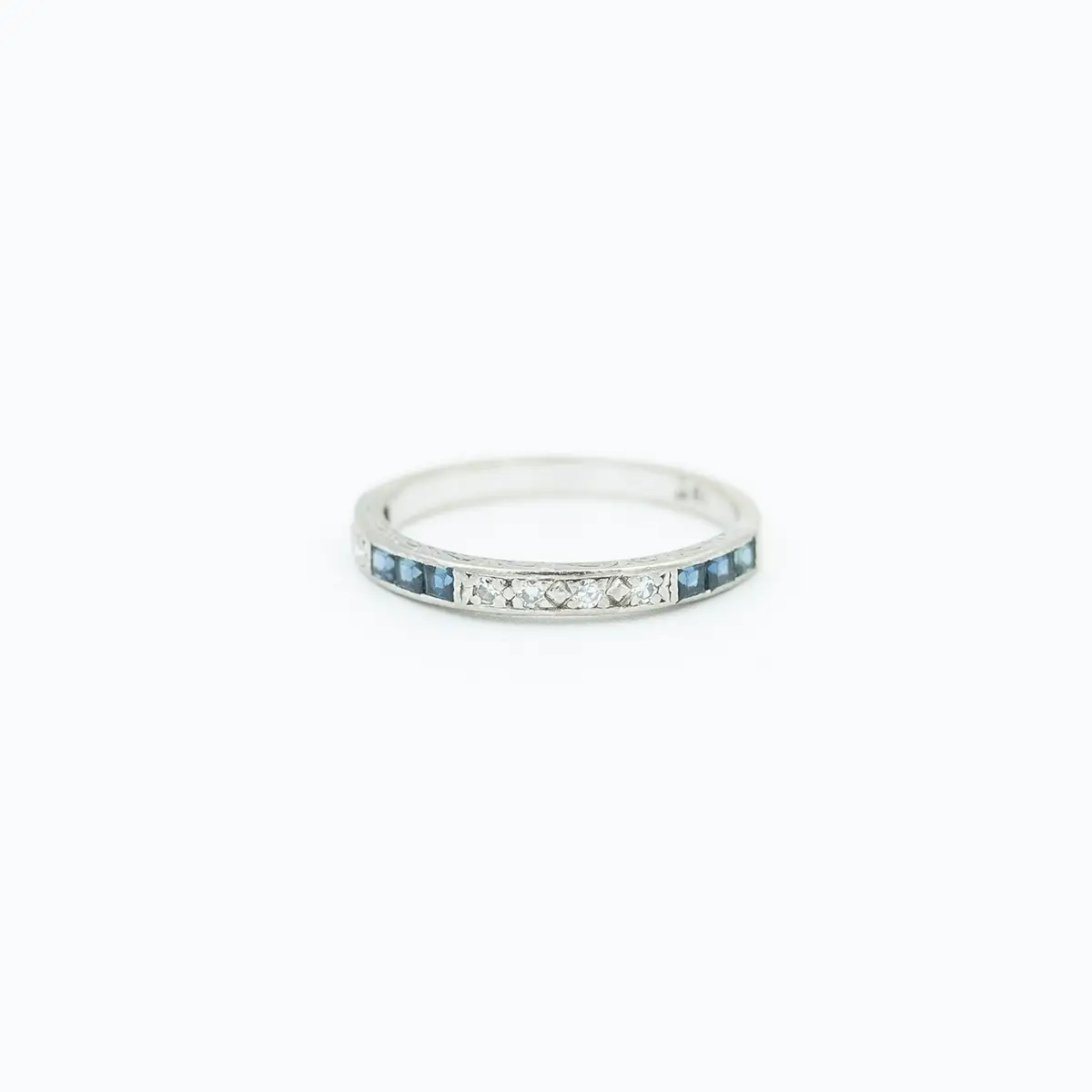 Inel tip riviera, aur 18k, safir, diamante - imagine 2