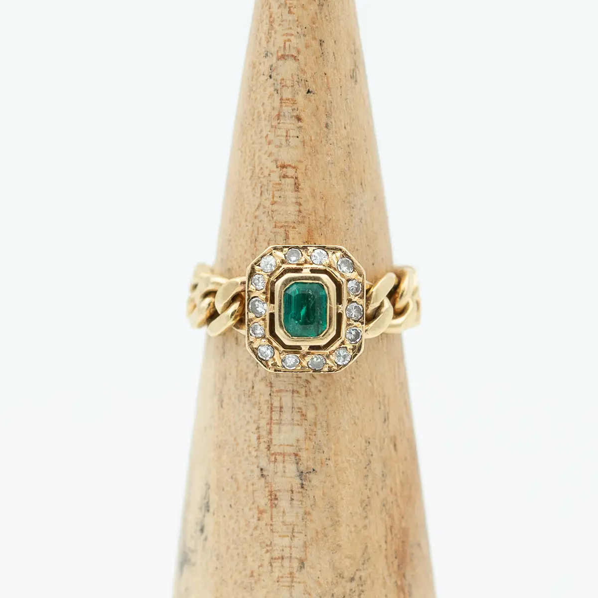 Inel vintage aur 18k, smarald, diamante - imagine 2