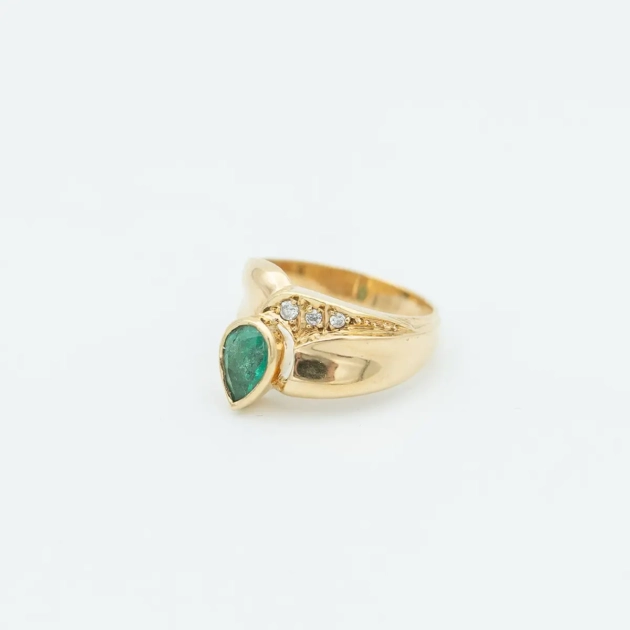 Inel vintage aur 18k, smarald, diamante