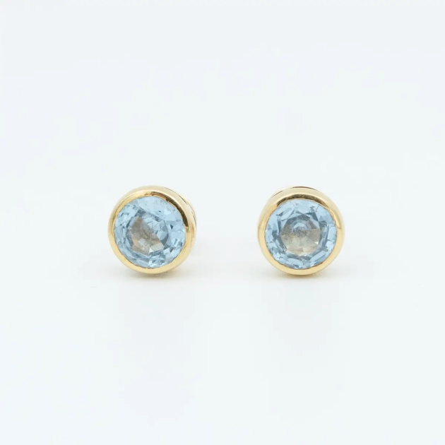 Cercei stud, aur 18k si topaz 6ct