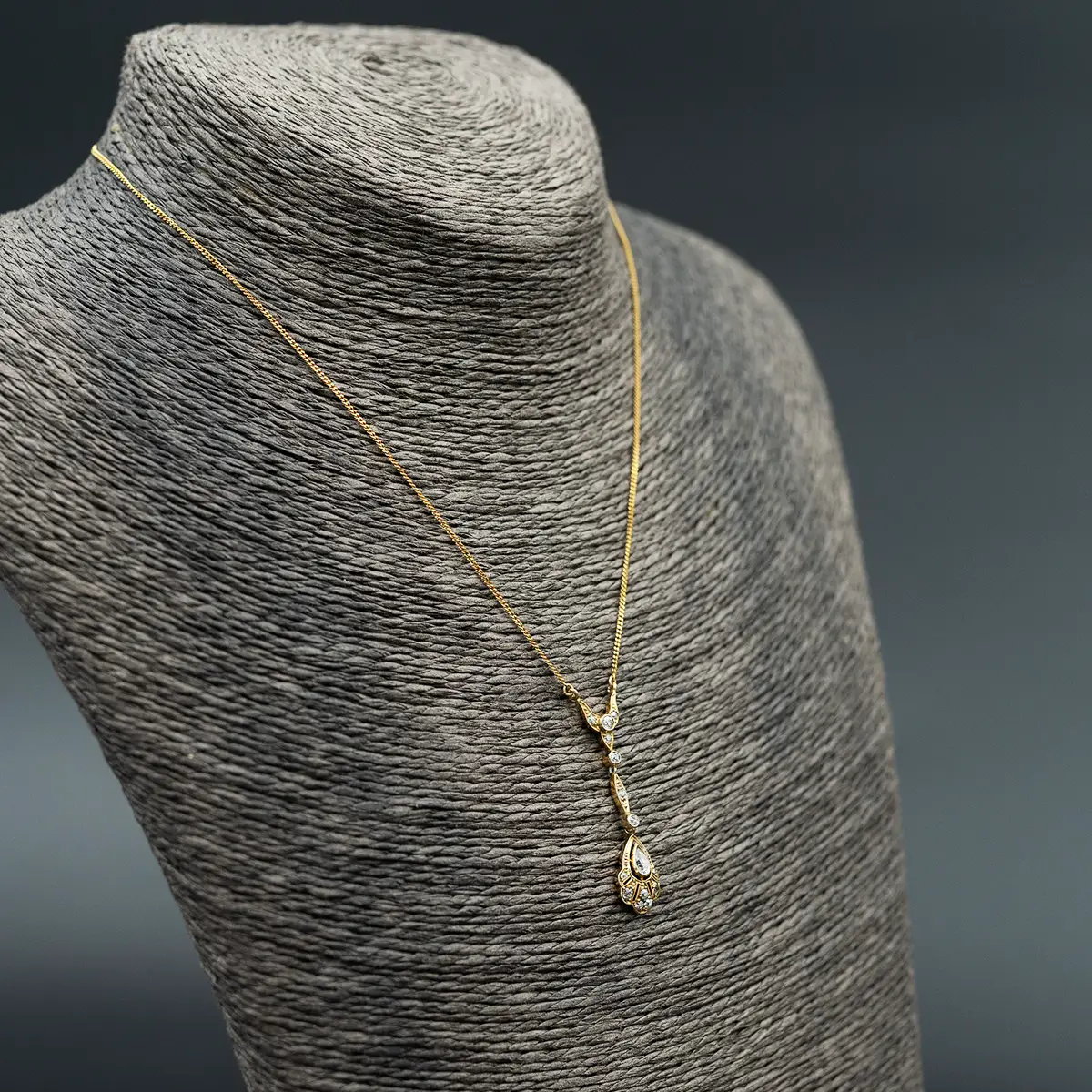 Colier Art Noveau, autentic, aur 8k si diamante - imagine 2