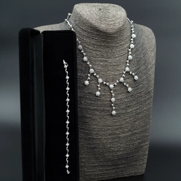 Colier si bratara, aur 14k, c.z.