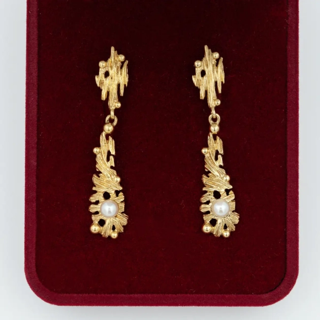 Cercei aur 18k si perle