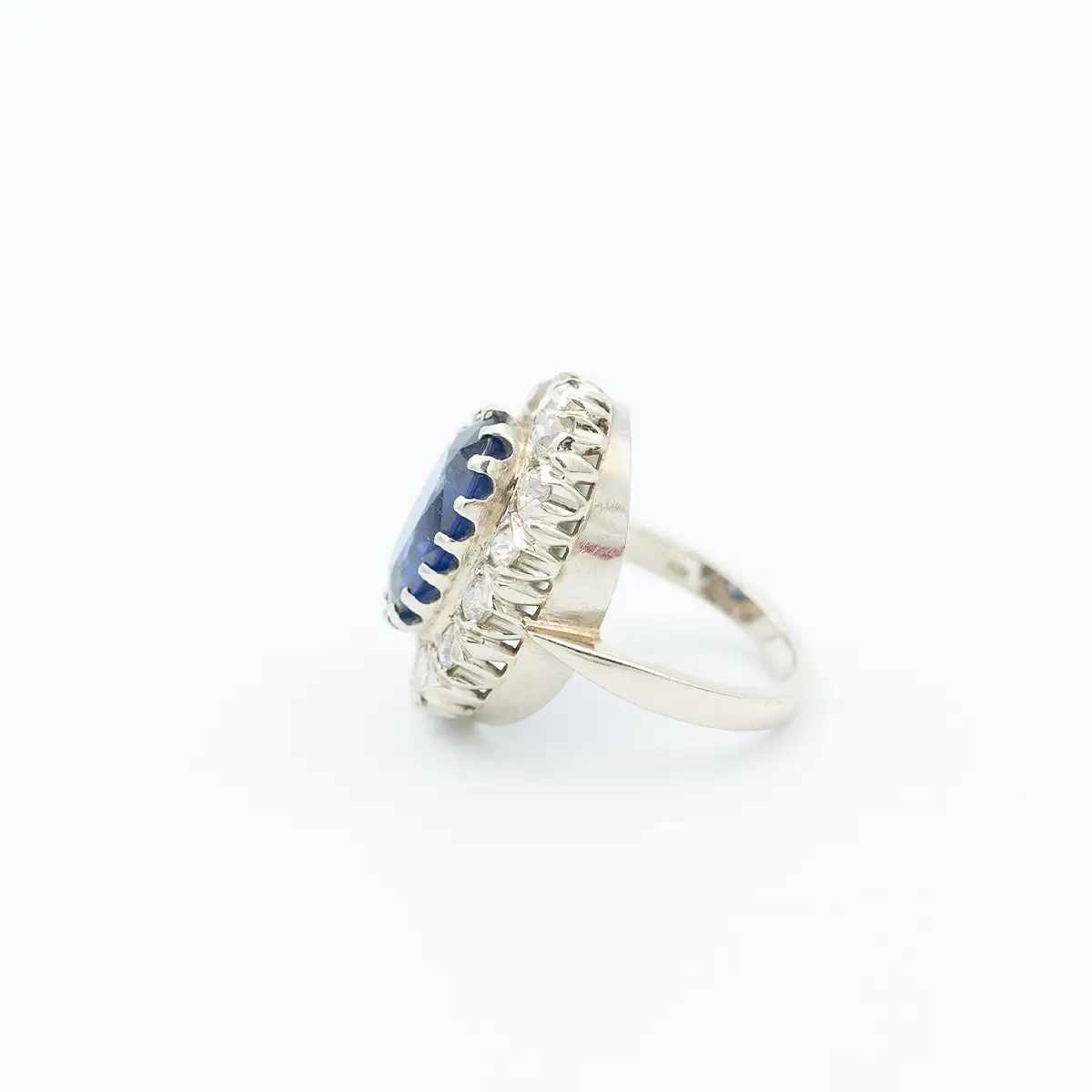 Inel ART DECO, anturaj aur, safir si diamante 2,8 ct - imagine 3