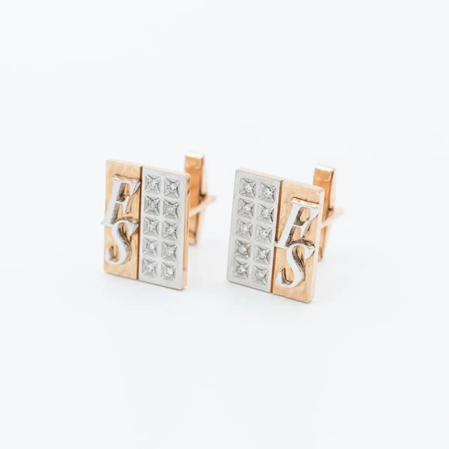 Butoni pentru mansete, aur 14 k, diamante