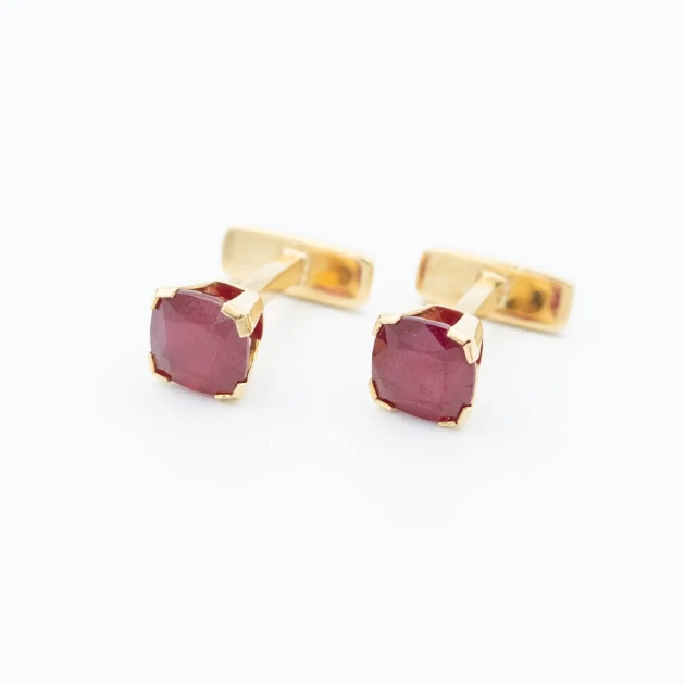 Butoni pentru mansete, aur 18k, rubin 11ct., diamante