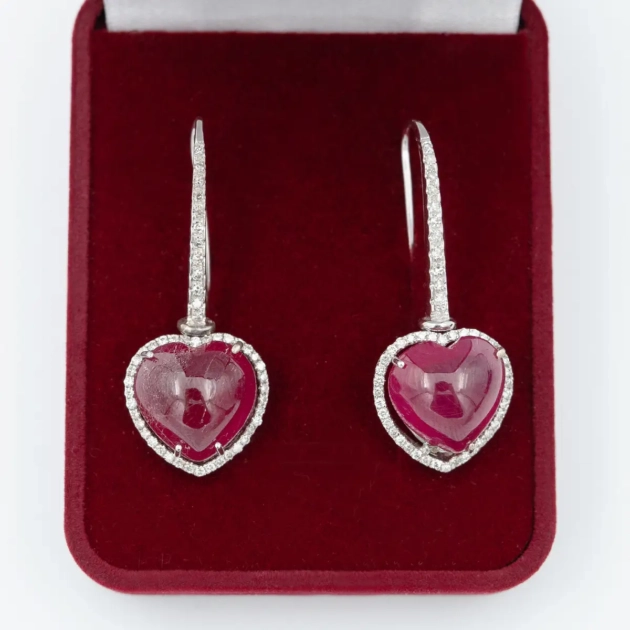 Cercei aur 18k, rubin natural 33-35 ct