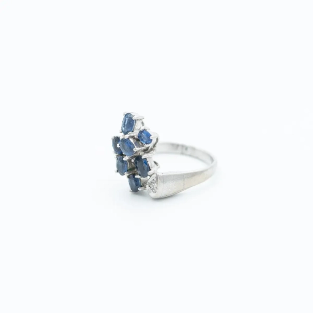 Inel aur 18k, safire si diamante