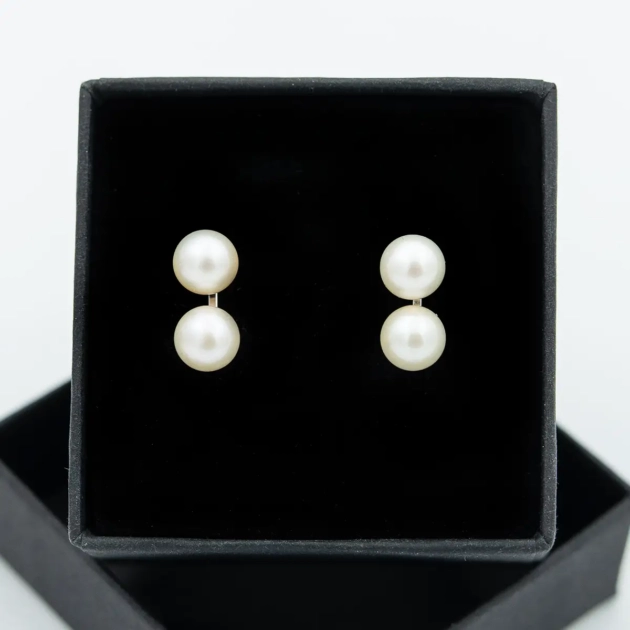 Cercei stud aur 14 k perle de apa sarata