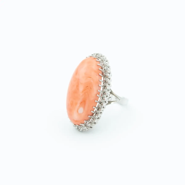 Inel 14 k si coral natural