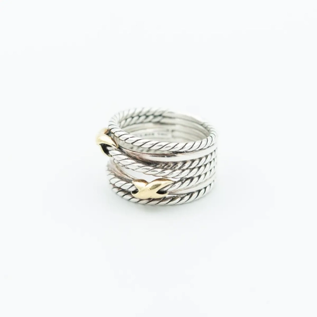Inel argint si aur 18 k semnat David Yurman