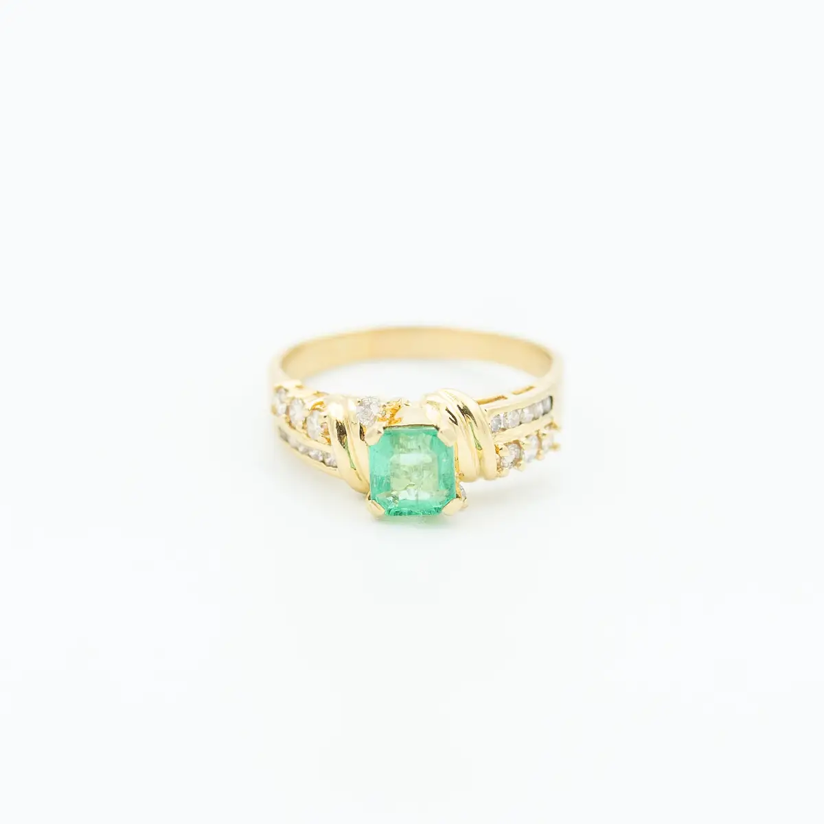 Inel aur 18k, smarald 1 ct. si diamante 0,5 ct - imagine 2
