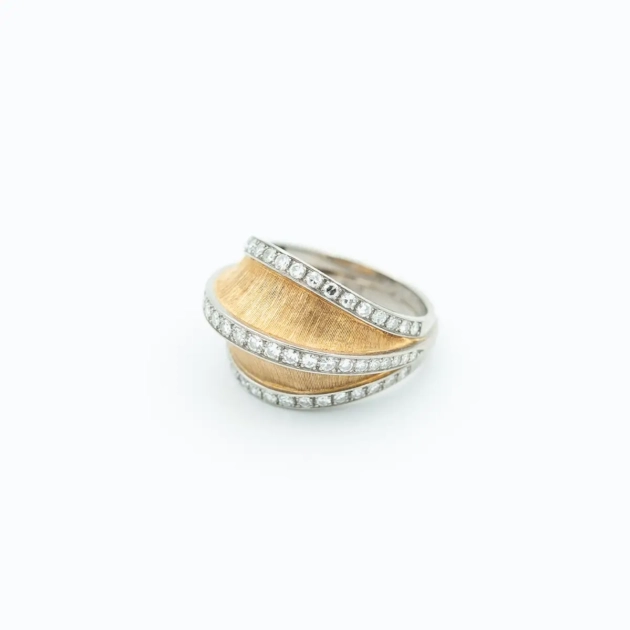 Inel bombat aur 18k, diamante