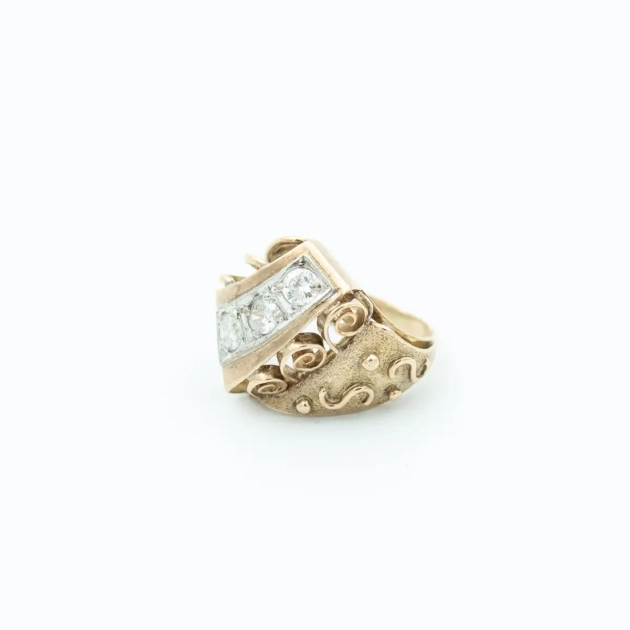 Inel creatie, aur 14 k, diamante 0,9 ct