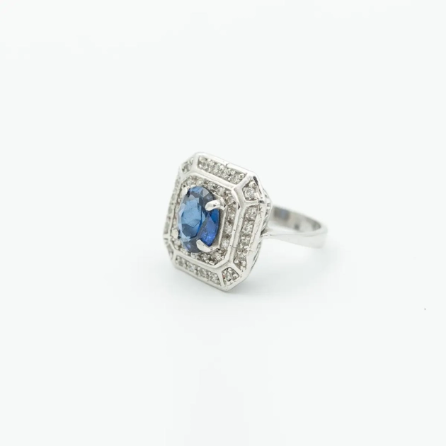 Inel stil ART DECO, aur 14 k si cubic zirconiu
