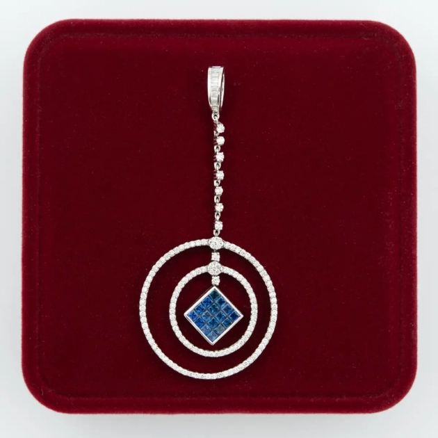 Pandant aur 18k cu safire si diamante