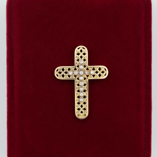 Pandant cruciulita, aur 18k, diamante