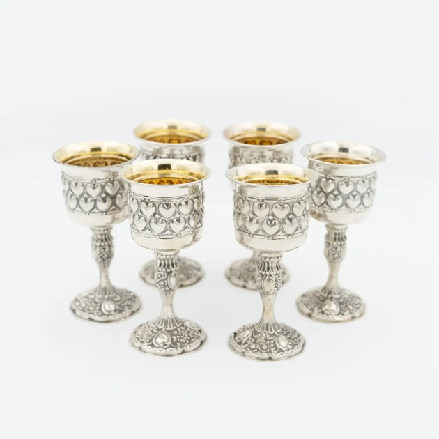 Set 6 pahare, argint masiv, Norvegia 1900-1950