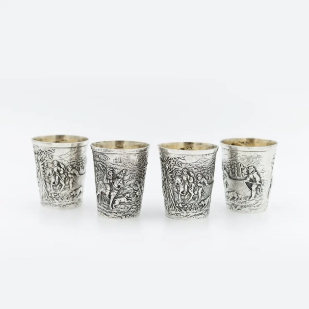 Set de pahare pentru vin, argint masiv, Germania 1900-1928