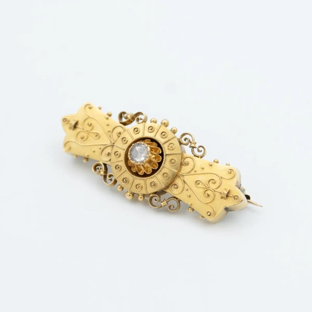 Brosa aur 18k, diamant, sec. XIX