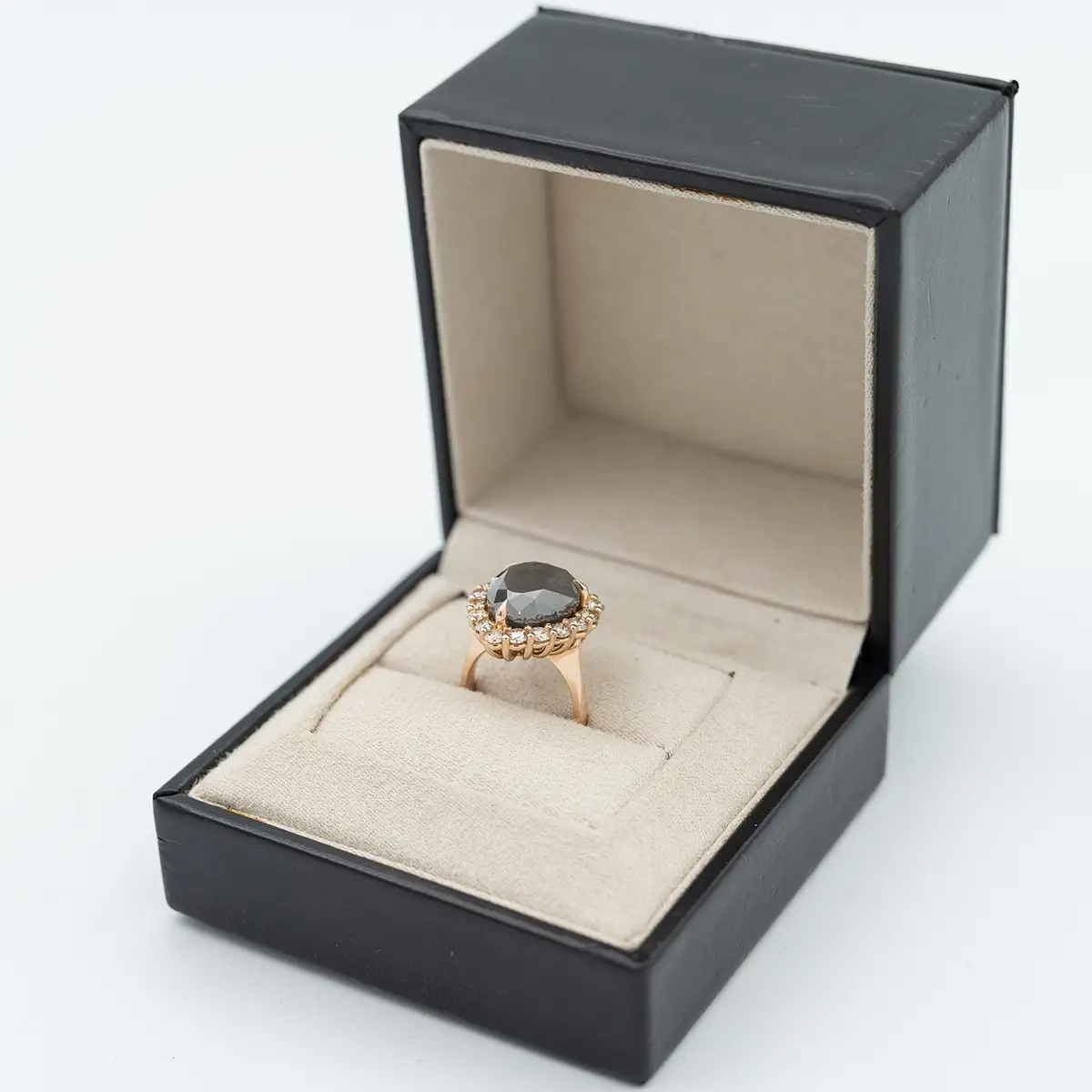 Inel aur 18k, diamant 13,83ct, Fancy Dark Gray, certificat G.I.A. - imagine 3