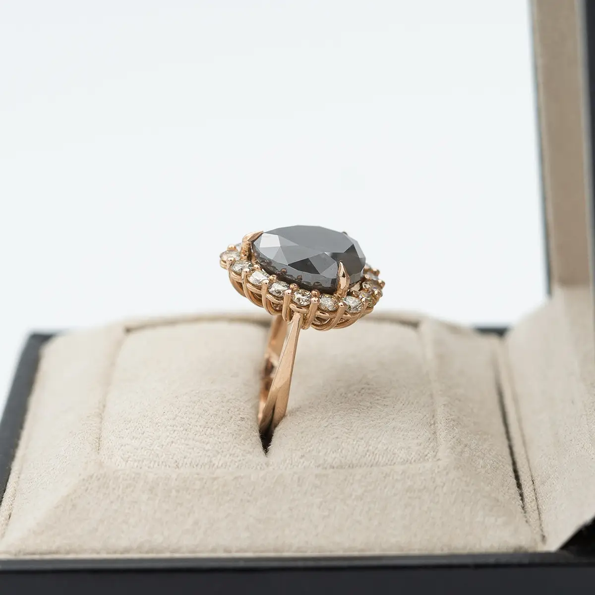 Inel aur 18k, diamant 13,83ct, Fancy Dark Gray, certificat G.I.A. - imagine 4