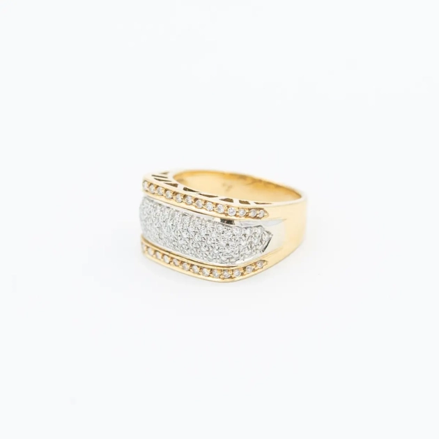 Inel vintage, aur 19k cu diamante 1ct