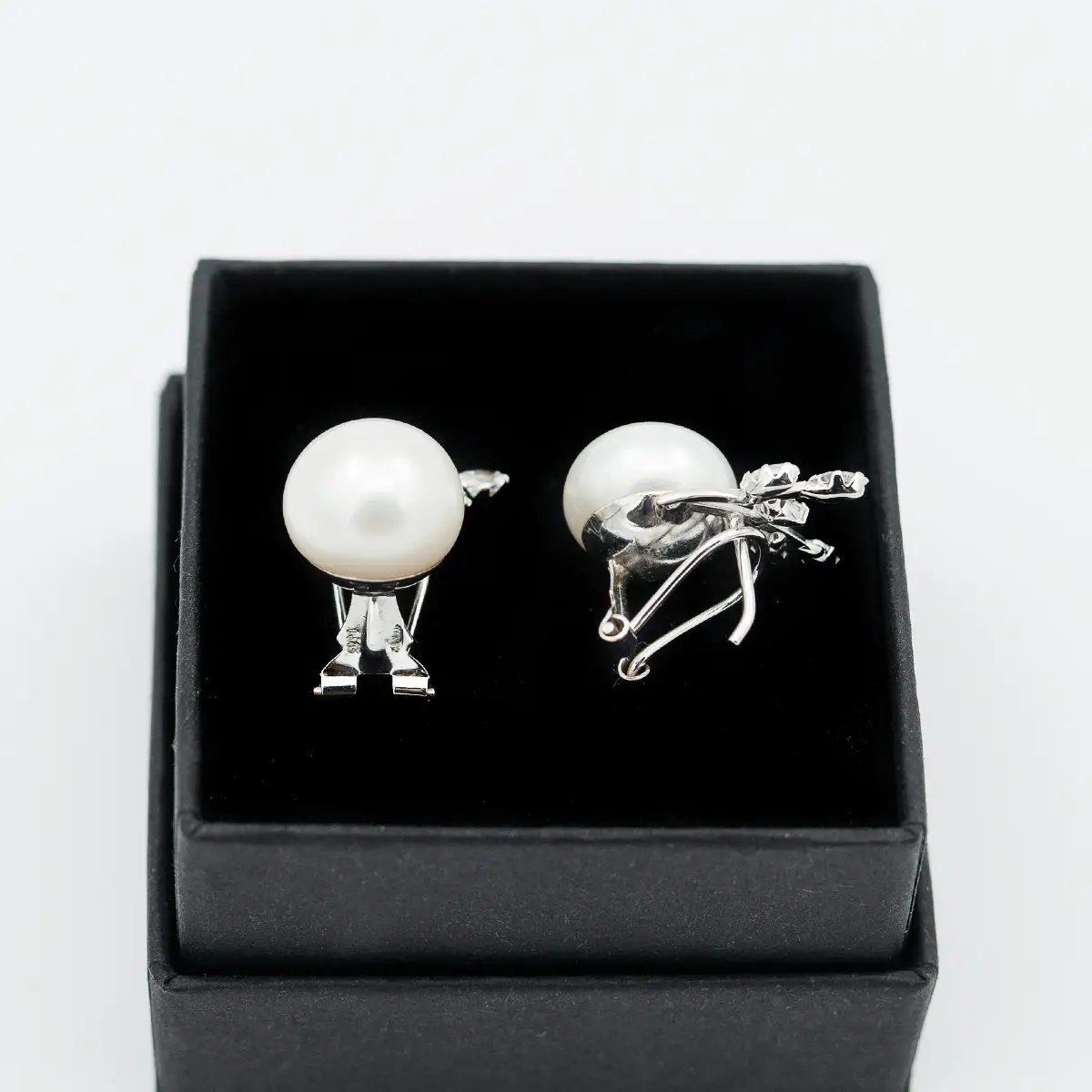 Cercei aur 18k, perle de cultura si cubic zirconia - imagine 3