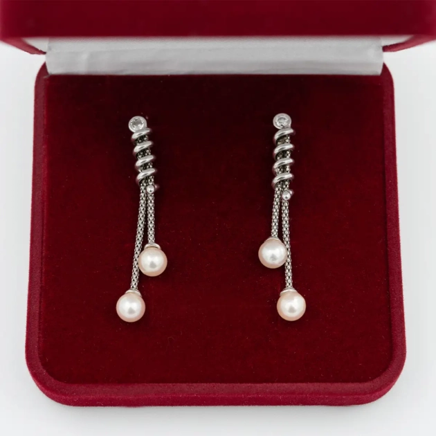 Cercei de aur 14 k si perle de cultura