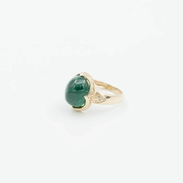 Inel aur 14 k, smarald natural 8,51 ct, diamante 0,02 ct