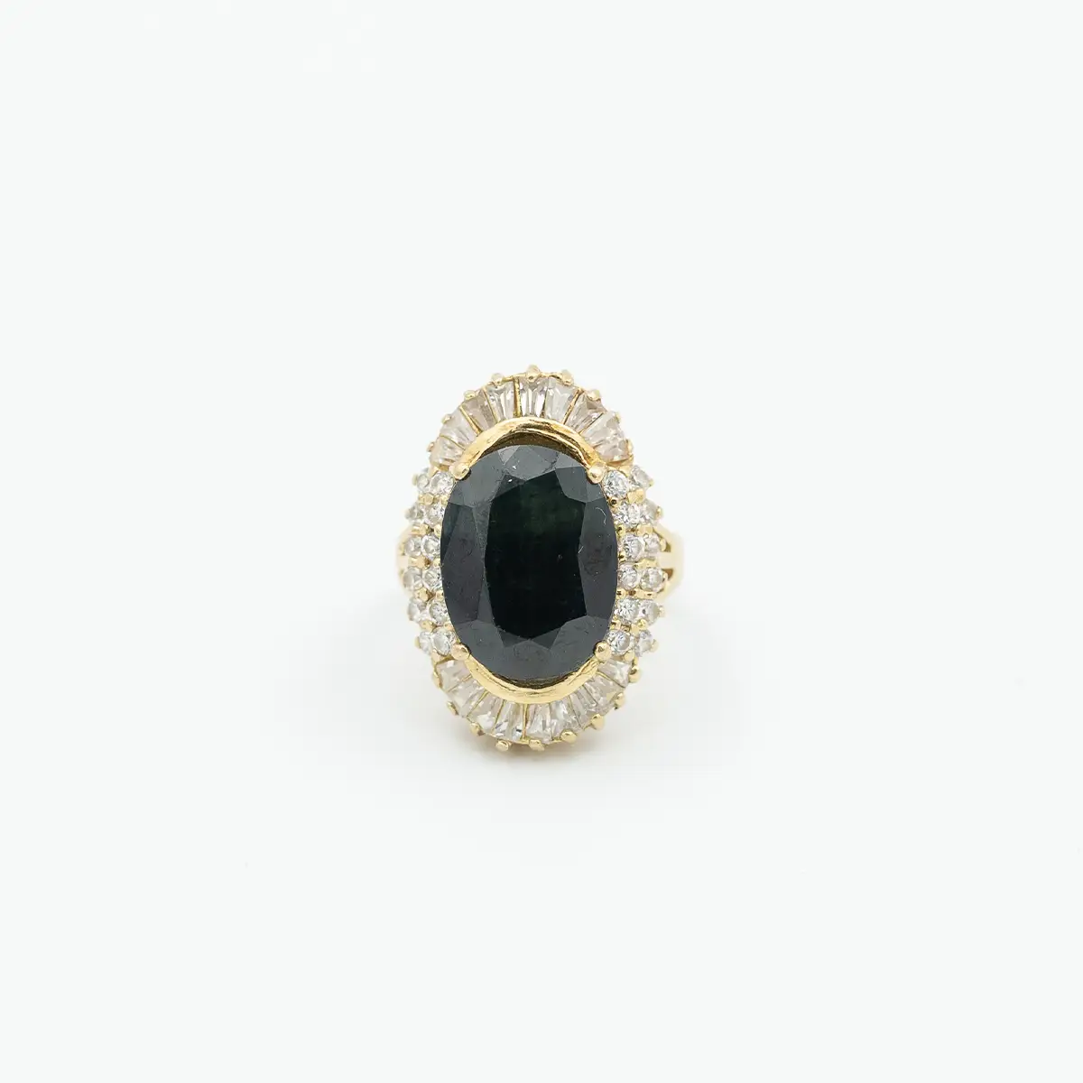 Inel aur 18k cu safir natural de 11 ct. si cubic zirconia - imagine 2