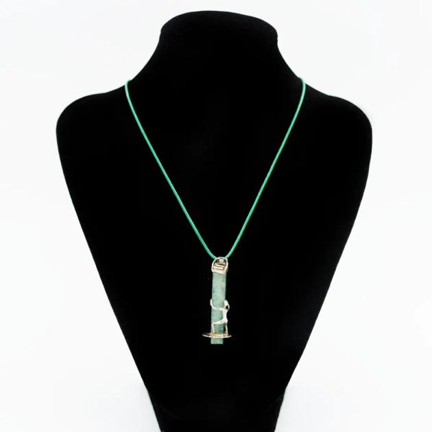 Pandant creatie atelier Ador Bijoux, aur, argint, cristal natural de smarald