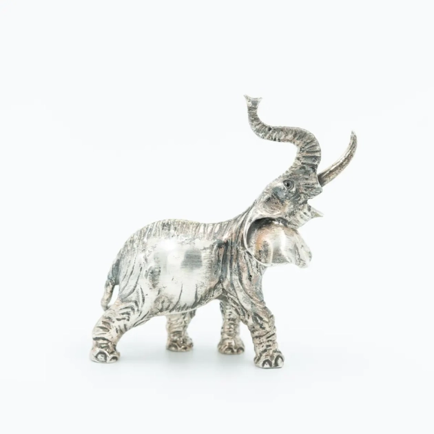 Miniatura elefant, argint masiv