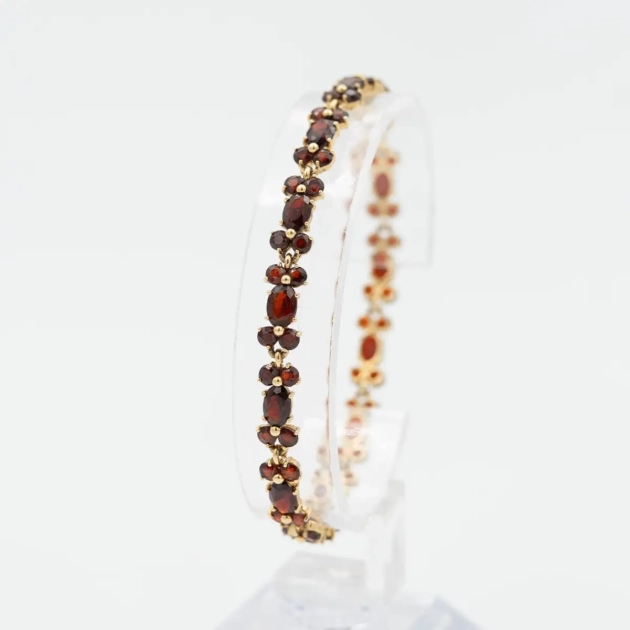 Bratara vintage aur 18K si granate Bohemia