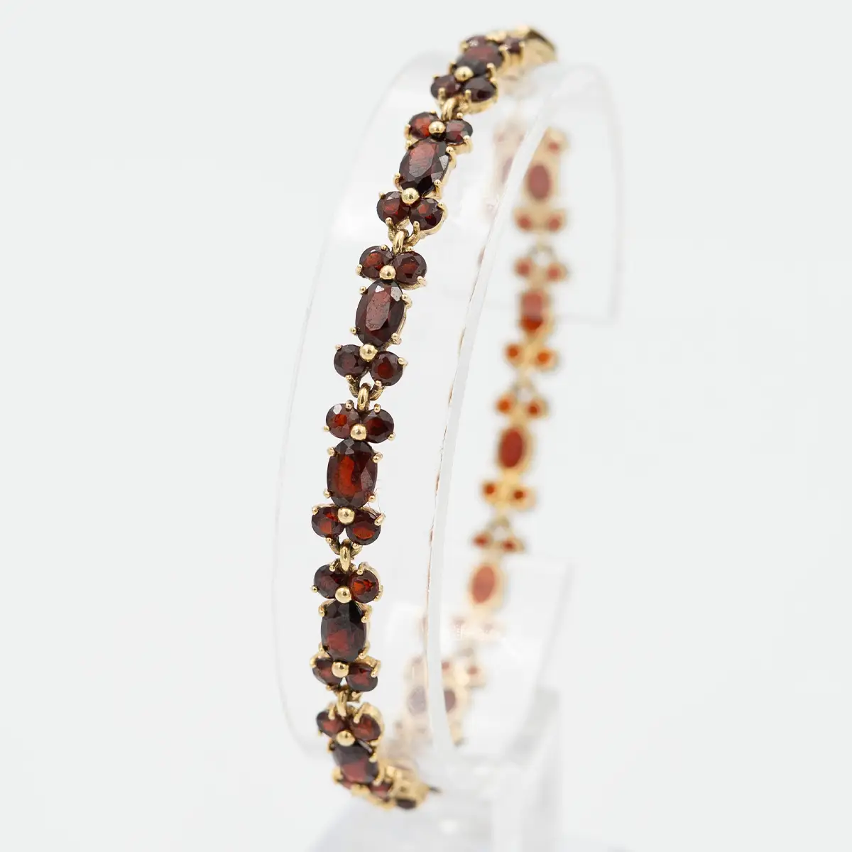 Bratara vintage aur 18K si granate Bohemia - imagine 2