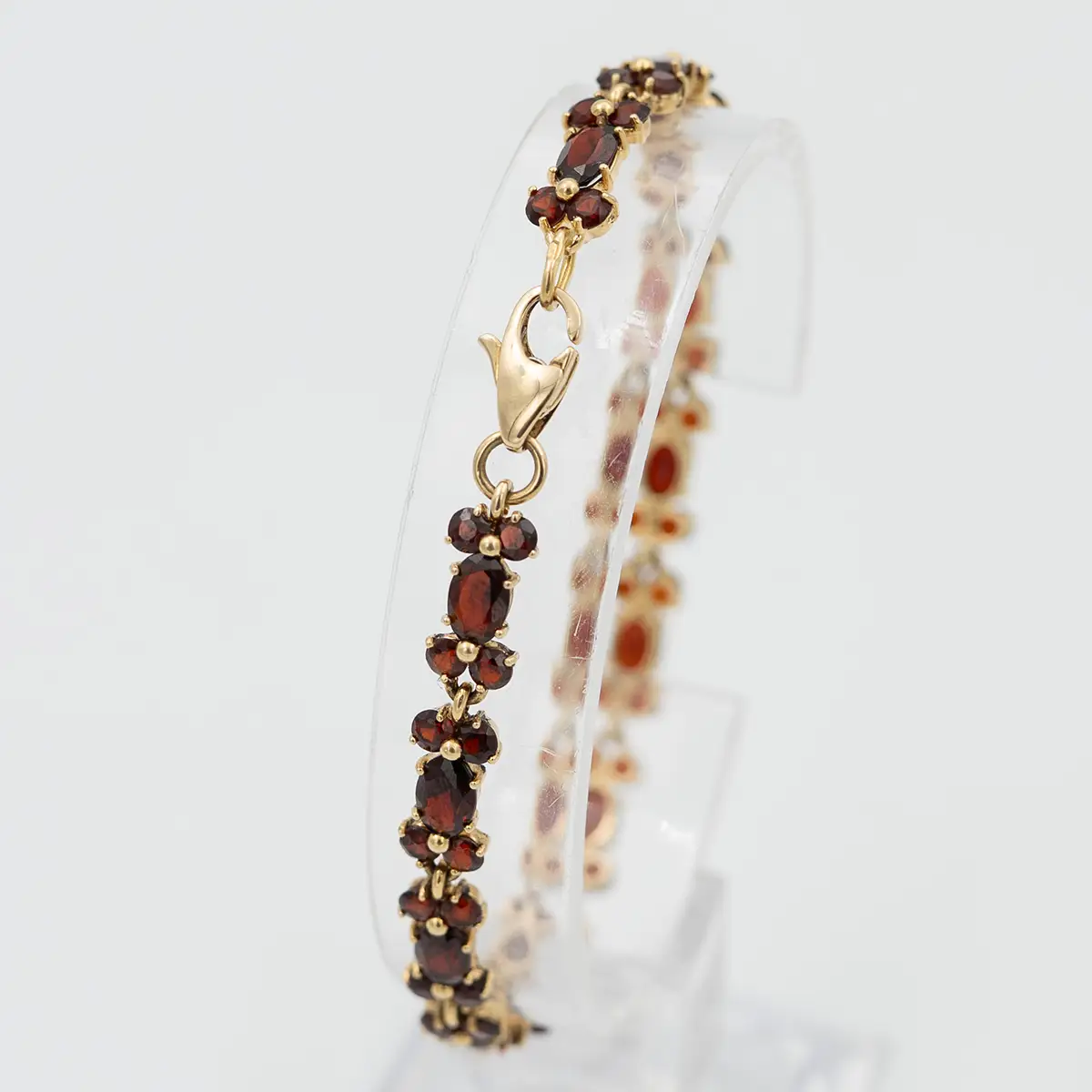 Bratara vintage aur 18K si granate Bohemia - imagine 3