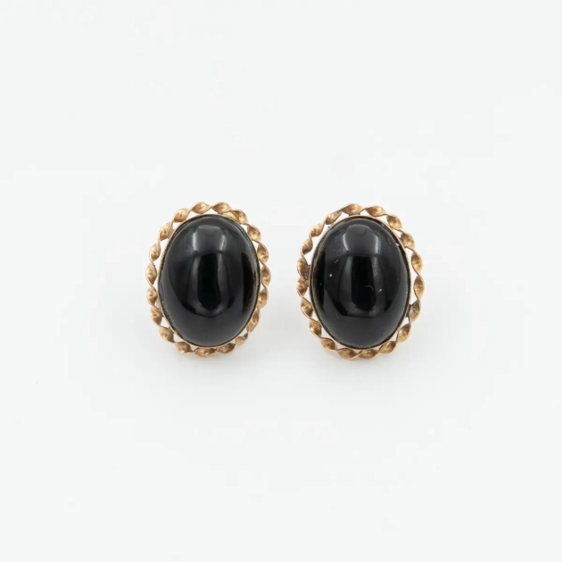 Cercei stud, aur 14k si onix negru