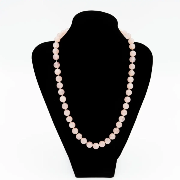 Colier cuart roz, natural si aur 18K