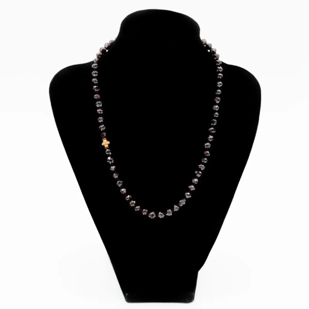 Colier vintage, granate naturale Boemia si aur 18K