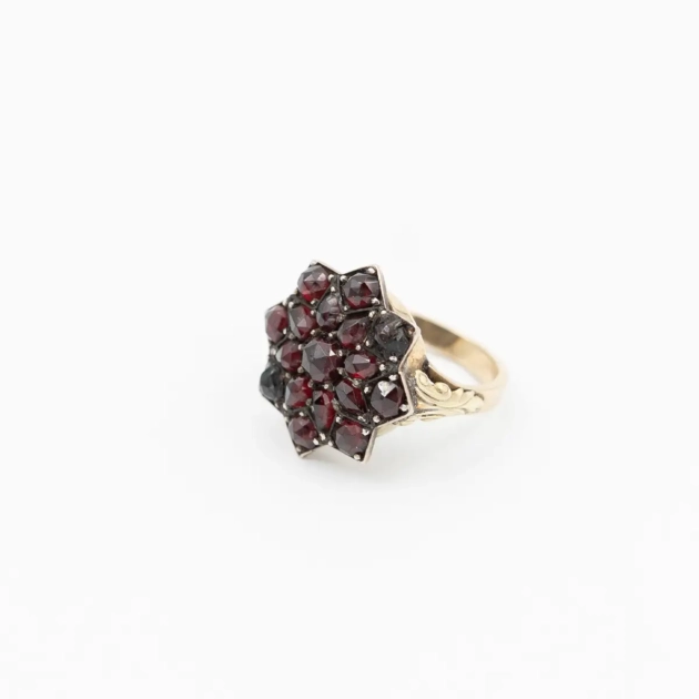 Inel vintage aur 14k si granate naturale