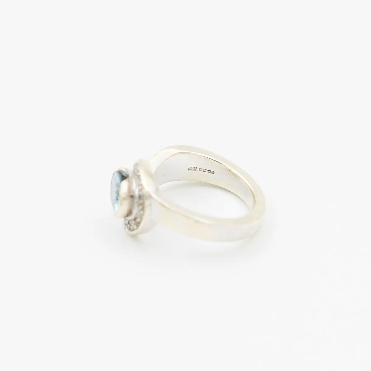 Inel vintage aur 9k, diamante si acvamarine - imagine 3