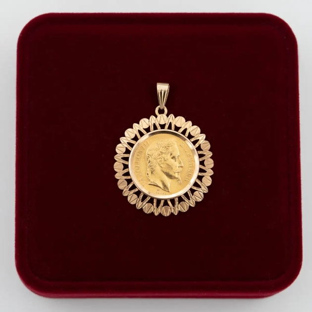 Pandant aur 14k cu moneda aur 21k